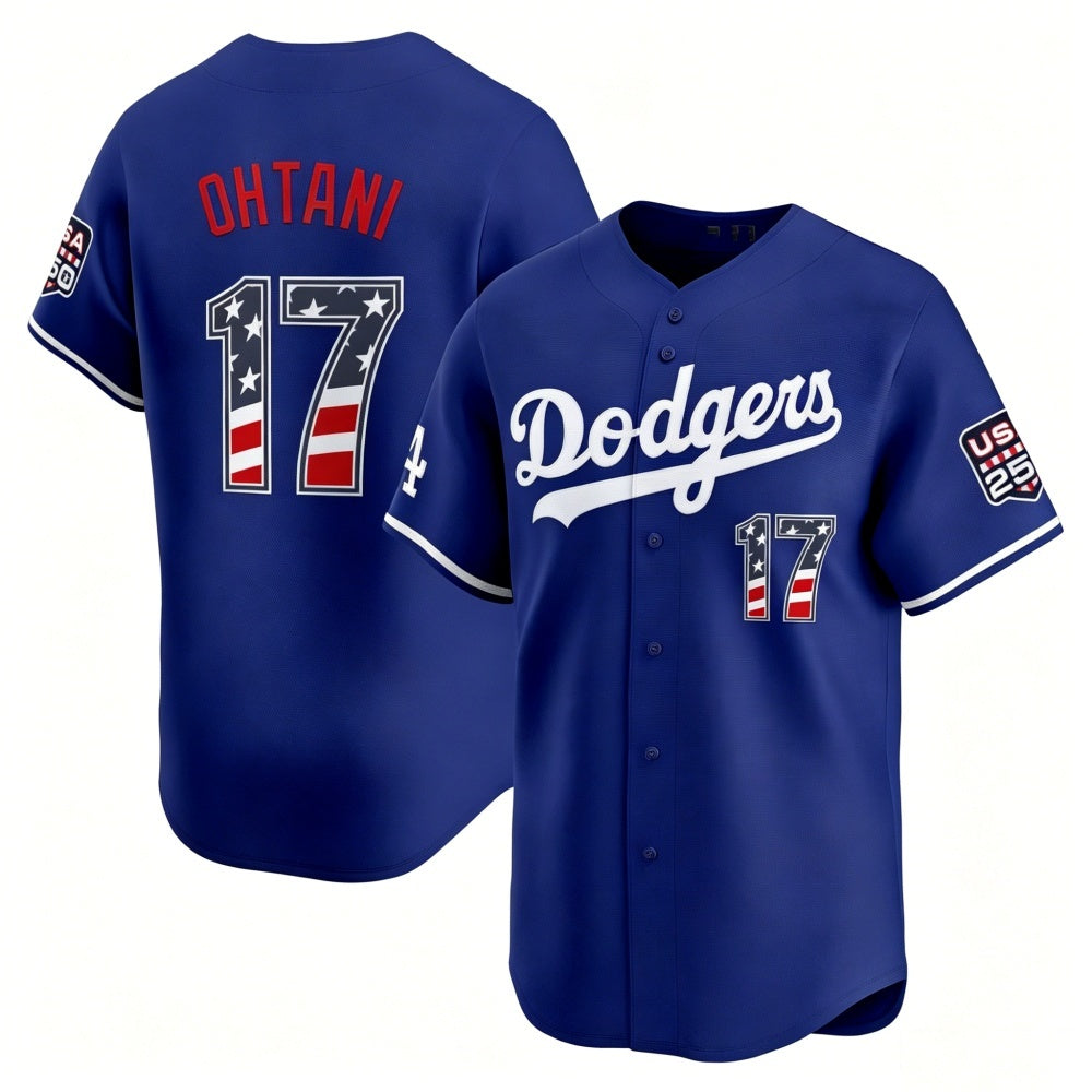Los Angeles Dodgers #17 Shohei Ohtani Royal HOLBERT USA 250 Fourth of July Limited Stitched Jersey