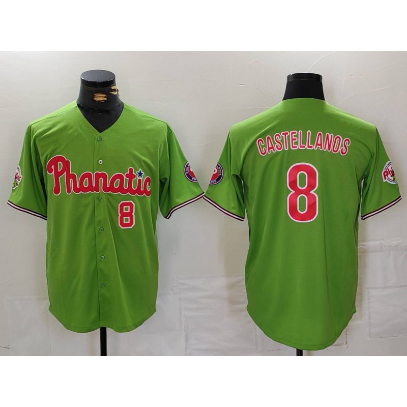 Philadelphia Phillies #8 Nick Castellanos Number Green HOLBERT With Patch Stitched Cool Base Jersey