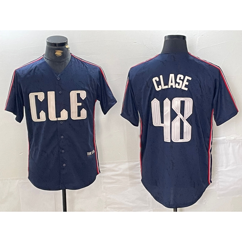 Cleveland Guardians #48 Emmanuel Clase Navy HOLBERT 2024 City Connect Limited Stitched Jersey