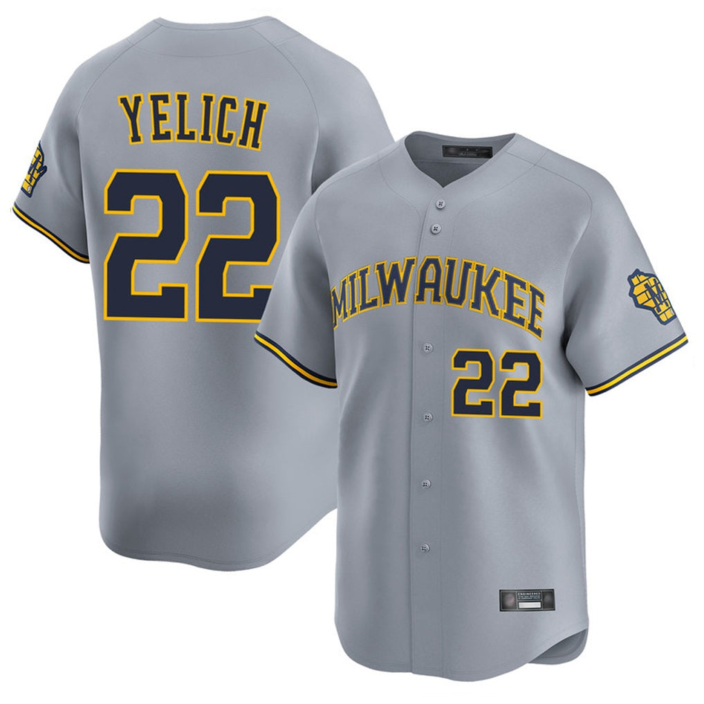 Milwaukee Brewers #22 Christian Yelich Player Gray HOLBERT Home Limited Stitched Jerseys