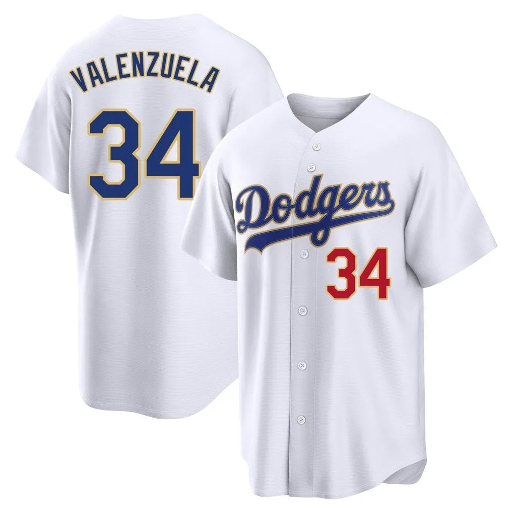 Los Angeles Dodgers #34 Fernando Valenzuela Player Gold White HOLBERT 2026 Collection Stadium Limited Stitched Jerseys