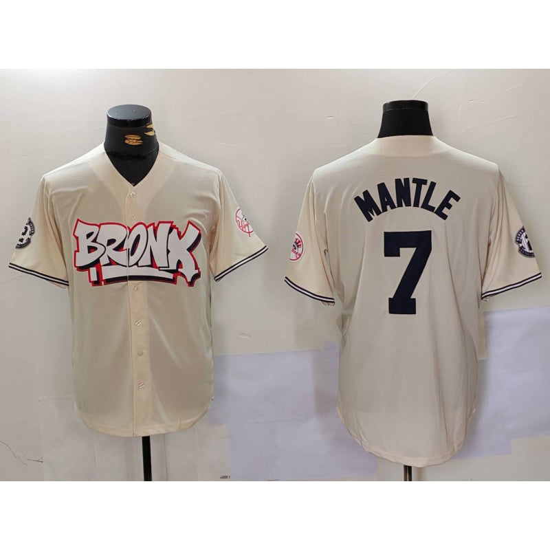 New York Yankees #7 Mickey Mantle Cream HOLBERT Limited Stitched Jersey 2