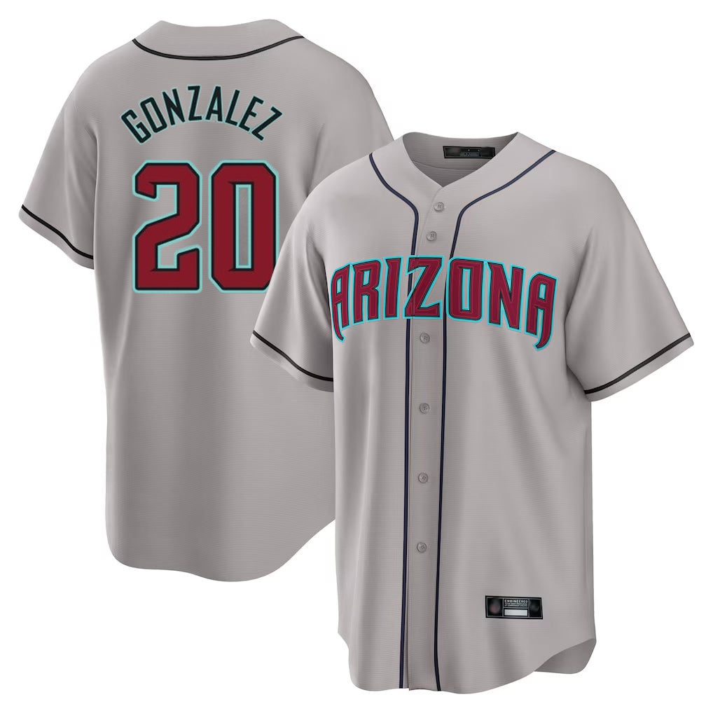 Arizona Diamondbacks #20 Luis Gonzalez Player Gray HOLBERT Road Home Game Stitched Jerseys