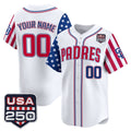 Custom San Diego Padres America 250 Edition Vapor Premier Limited White HOLBERT Stitched Jerseys