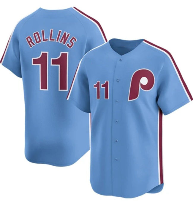 Philadelphia Phillies #11 Jimmy Rollins Light Blue HOLBERT Alternate Limited Stitched Jersey