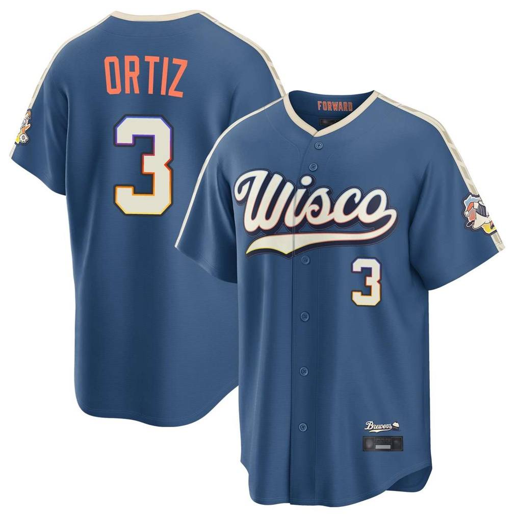 Milwaukee Brewers #3 Joey Ortiz Player Blue HOLBERT 2026 City Connect Home Game Stitched Jerseys