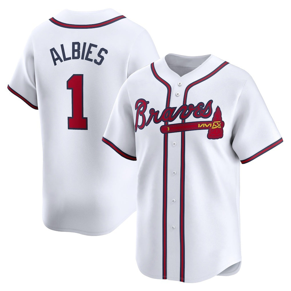 Atlanta Braves #1 Ozzie Albies White HOLBERT Home Limited Player Jersey