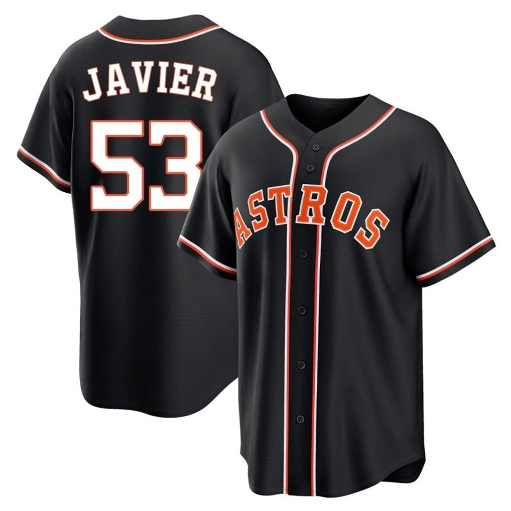 Houston Astros #53 Cristian Javier Player Black HOLBERT Fashion Out Home Game Stitched Jerseys
