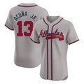 Atlanta Braves #13 Ronald Acuna Jr Player Gray HOLBERT Limited Elite Home Game Stitched Jerseys