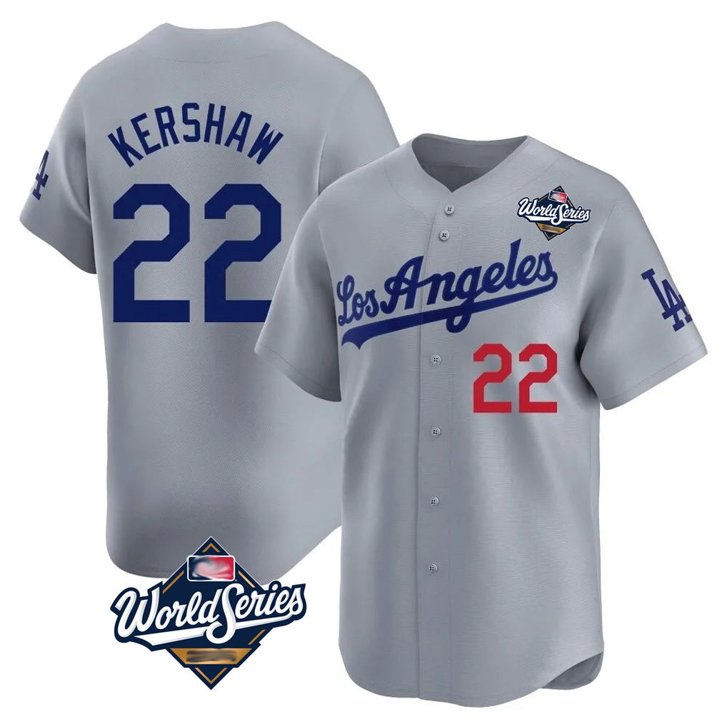Los Angeles Dodgers #22 Clayton Kershaw Player Gray HOLBERT World Series Limited Home Stitched Jerseys