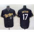 Los Angeles Dodgers #17 Shohei Ohtani Number Black Gold HOLBERT Fashion Stitched Cool Base Limited Jersey