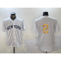 New York Yankees #2 Derek Jeter White HOLBERT Pinstripe Without Name Fashion Cool Base Jersey 2