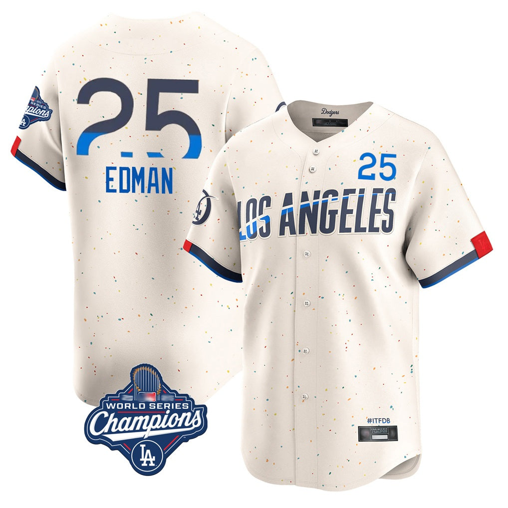 Los Angeles Dodgers #25 Tommy Edman Player Cream HOLBERT World Series Meet City Connect Limited Home Stitched Jerseys