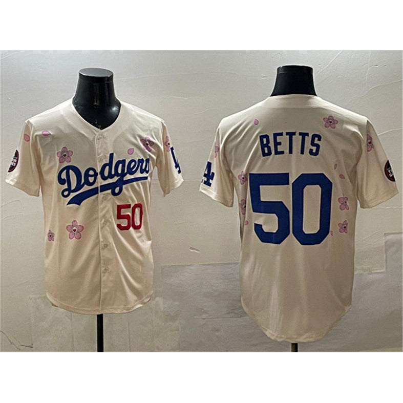 Los Angeles Dodgers #50 Mookie Betts Cream HOLBERT 2025 Tokyo Series Limited Stitched Jersey