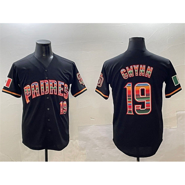 San Diego Padres #19 Tony Gwynn Black HOLBERT Mexico Cool Base Stitched Jersey