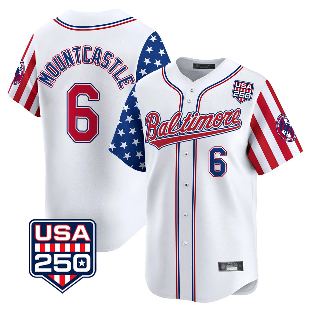 Baltimore Orioles #6 Ryan Mountcastle Player White HOLBERT USA 250 Independence Day Vapor Premier Limited Home Game Stitched Jerseys