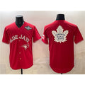 Toronto Blue Jays & Leafs Red HOLBERT 2025 World Series With White Leafs Logo Cool Base Stitched Jersey