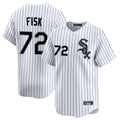 Chicago White Sox #72 Carlton Fisk Player White HOLBERT Stripe Limited Home Stitched Jerseys