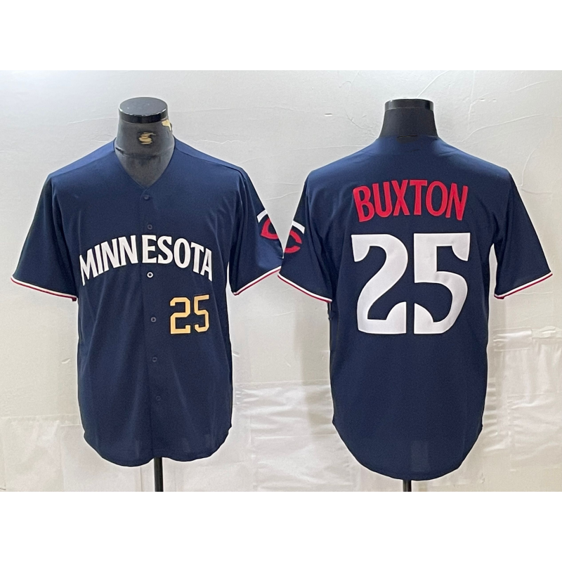 Minnesota Twins #25 Byron Buxton Number 2023 Navy Blue HOLBERT Cool Base Stitched Jerseys