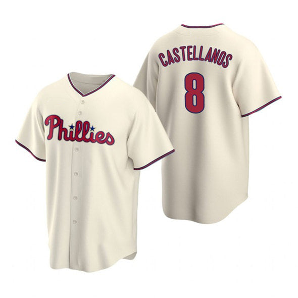 Philadelphia Phillies #8 Nick Castellanos Cream HOLBERT Cool Base Stitched Jersey