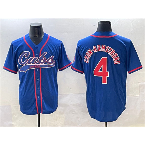 Chicago Cubs #4 Pete Crow-Armstrong Royal HOLBERT Cool Base Stitched Jersey