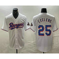 Texas Rangers #25 Jose Leclerc White HOLBERT 2024 Gold Collection Limited Cool Base Jersey