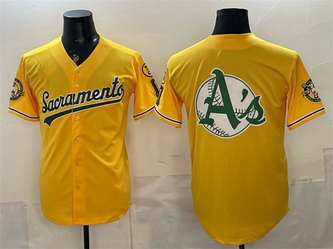 Oakland Athletics Team Big Logo 2026 Yellow HOLBERT Alternate Sacramento Celebrating 125 Years Vapor Limited Stitched Jerseys 2