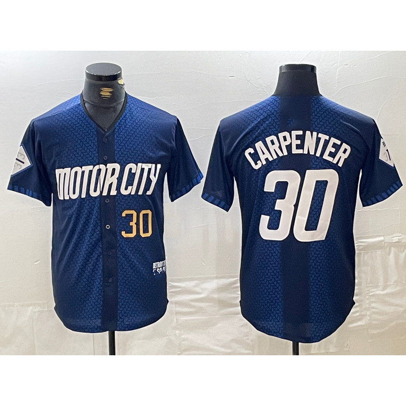 Detroit Tigers #30 Kerry Carpenter Number 2024 Navy HOLBERT City Connect Cool Base Limited Stitched Jersey 2