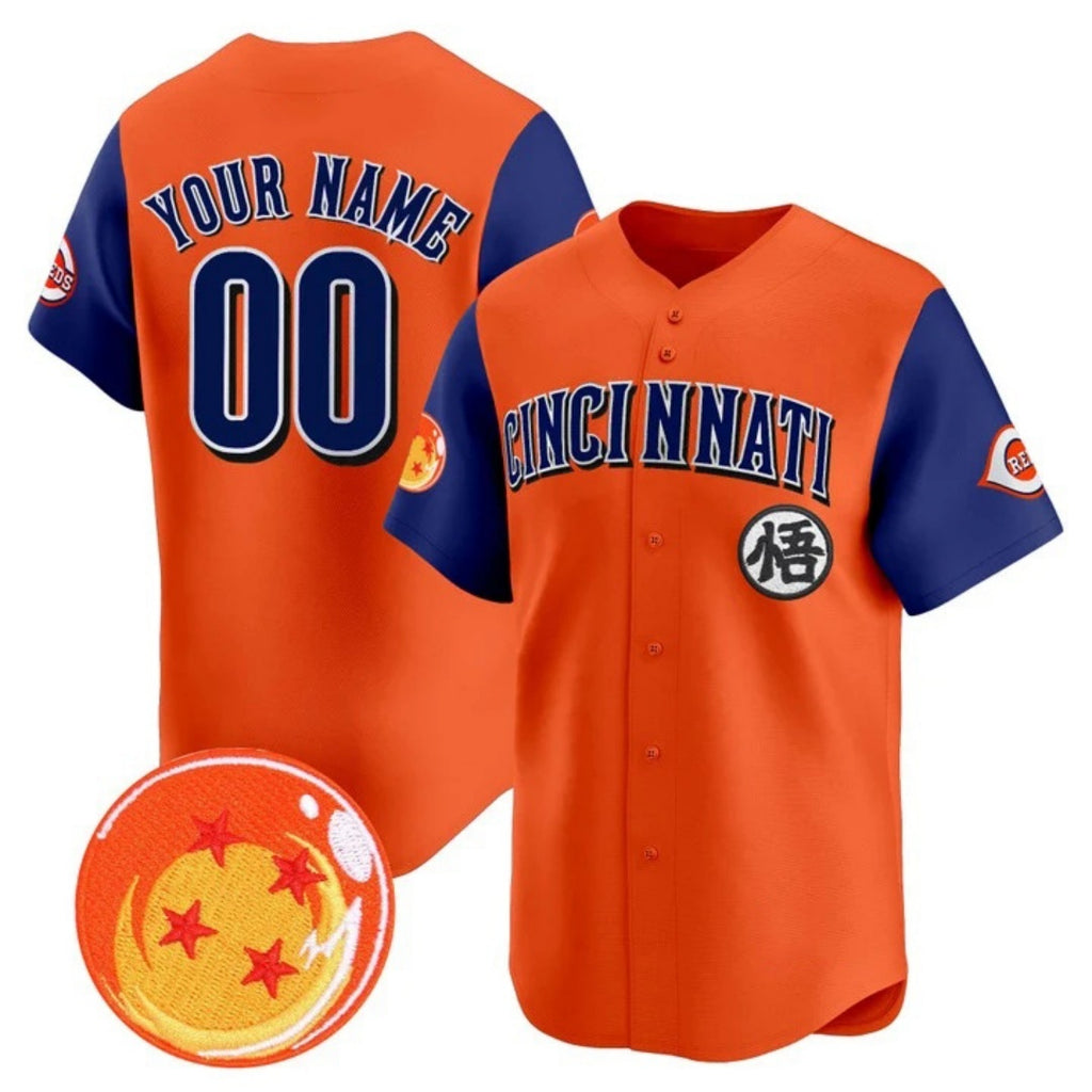 Custom Cincinnati Reds x Dragon Ball Royal Orange HOLBERT Vapor Premier Limited Jersey - All Stitched
