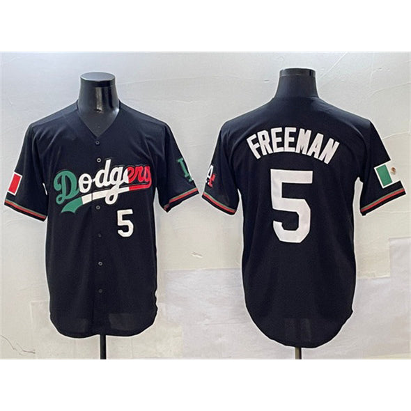 Los Angeles Dodgers #5 Freddie Freeman Black HOLBERT Mexico Flag Limited Stitched Jersey