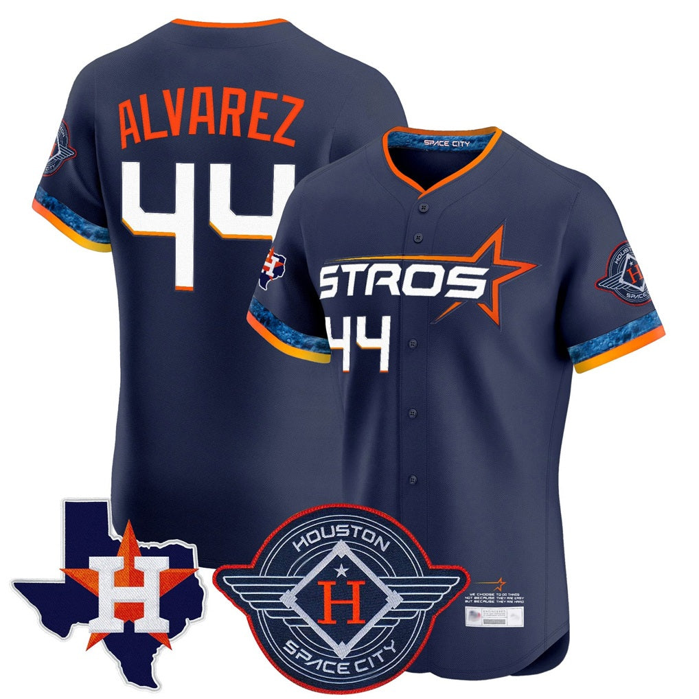 Houston Astros #44 Yordan Alvarez Player Navy HOLBERT City Connect Texas Patch Vapor Premier Limited Elite Home Stitched Jerseys