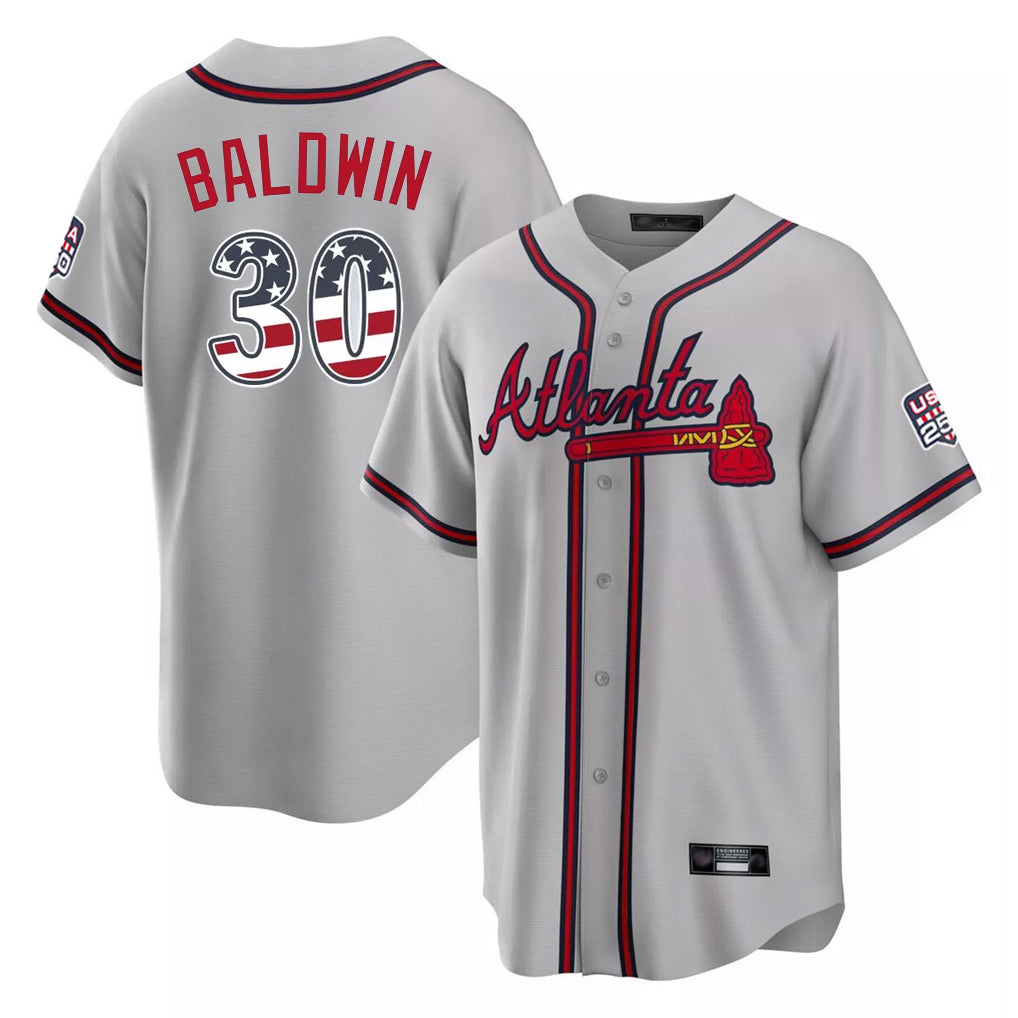 Atlanta Braves #30 Drake Baldwin Player Gray HOLBERT USA 250 Fourth Of July Limited Home Game Stitched Jerseys