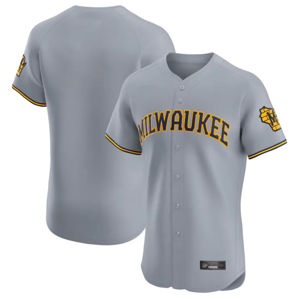 Milwaukee Brewers Blank Player Gray HOLBERT Home Limited Elite Stitched Jerseys