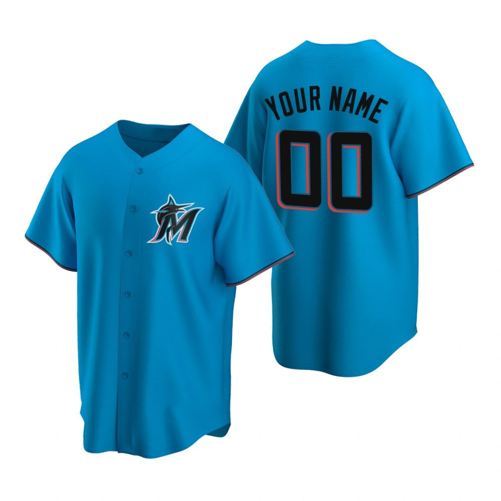 Custom Miami Marlins Blue HOLBERT Stitched Cool Base Jersey