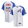 Atlanta Braves #10 Chipper Jones Player White HOLBERT USA 250 Fourth Of July City Connect Home Game Stitched Jerseys