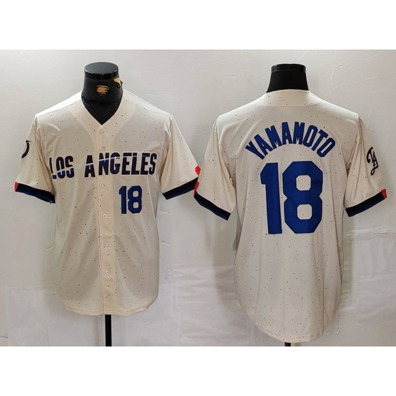 Los Angeles Dodgers #18 Yoshinobu Yamamoto Number Cream HOLBERT 2024 City Connect Limited Stitched Jersey 2