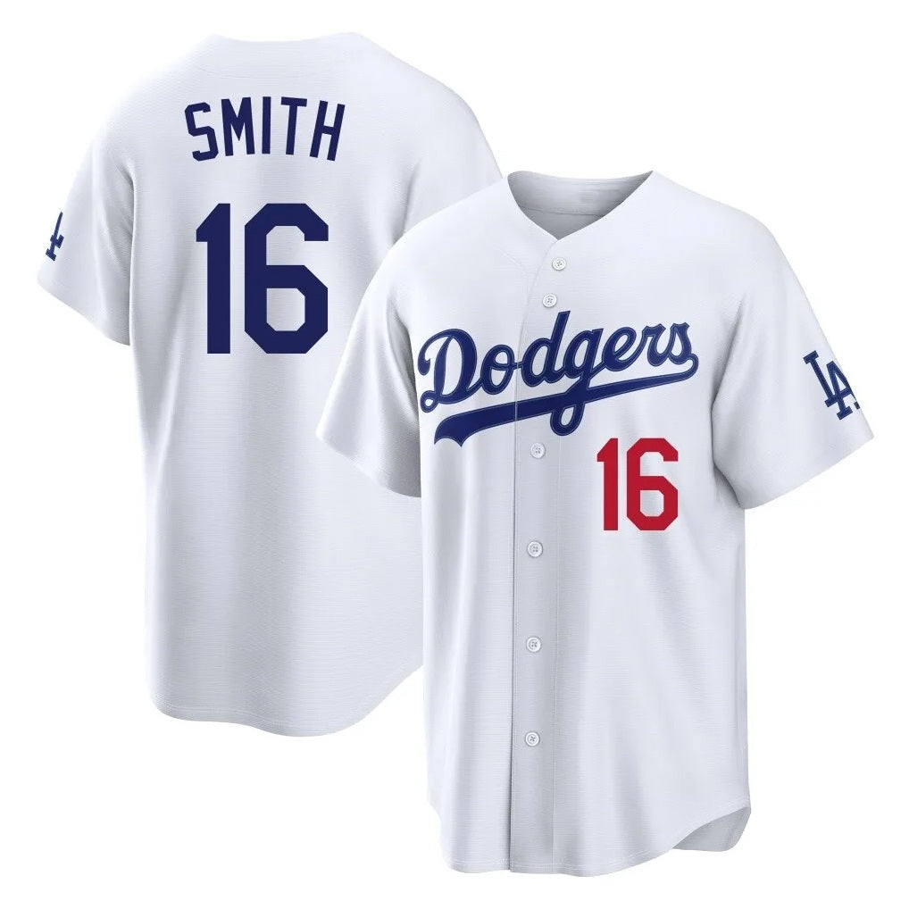 Los Angeles Dodgers #16 Will Smith Player White HOLBERT Home Game Stitched Jerseys