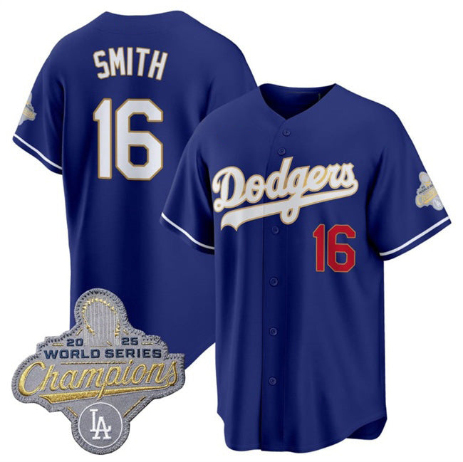 Los Angeles Dodgers #16 Will Smith Royal HOLBERT 2026 Alternate Gold Collection Stadium Stitched Jersey