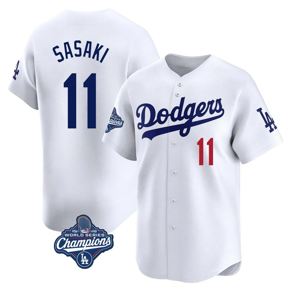 Los Angeles Dodgers #11 Roki Sasaki Player White HOLBERT World Series Meet Limited Home Stitched Jerseys