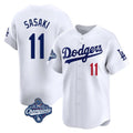 Los Angeles Dodgers #11 Roki Sasaki Player White HOLBERT World Series Meet Limited Home Stitched Jerseys