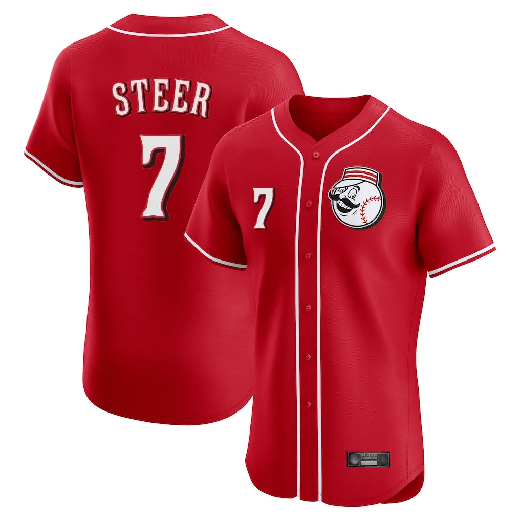 Cincinnati Reds #7 Spencer Steer Player Red HOLBERT Limited Elite Home Game Stitched Jerseys