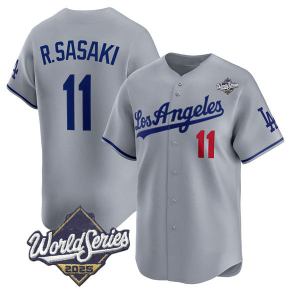 Los Angeles Dodgers #11 Roki Sasaki Gray HOLBERT 2025 World Series Stitched Jersey
