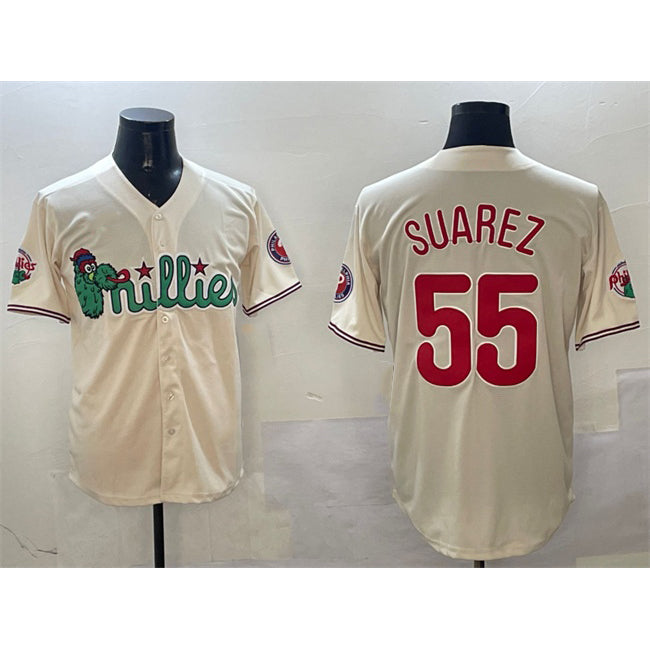 Philadelphia Phillies #55 Ranger Su¨¢rez Cream HOLBERT Phanatic Limited Stitched Jersey