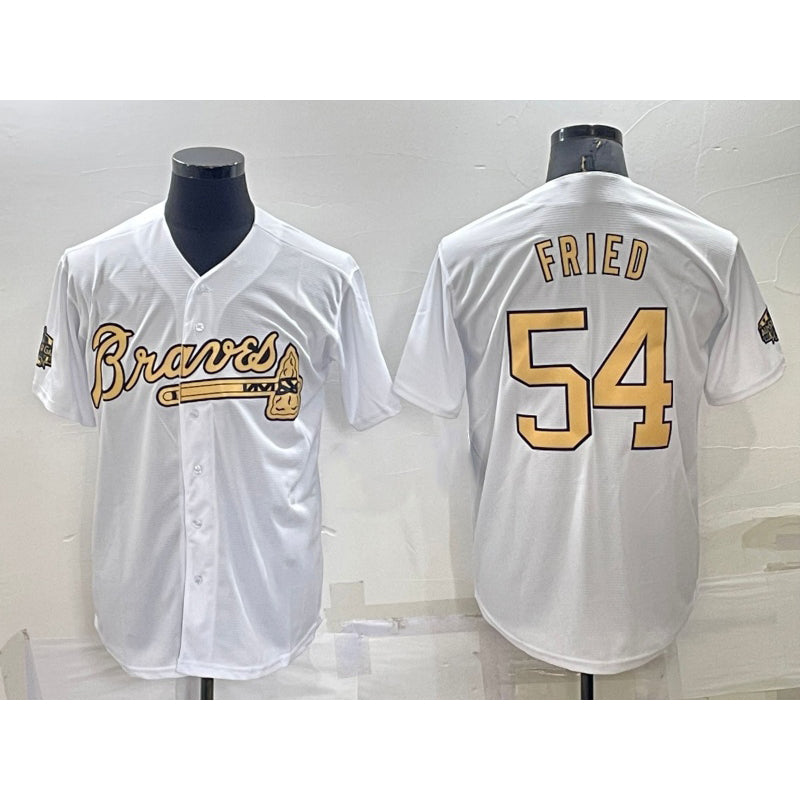 Atlanta Braves #54 Max Fried White HOLBERT 2022 All Star Stitched Cool Base Jersey