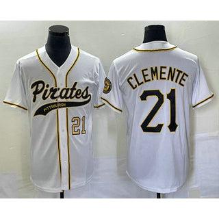 Pittsburgh Pirates #21 Roberto Clemente Number White HOLBERT Cool Base Stitched Jersey