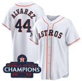 Houston Astros #44 Yordan Alvarez White HOLBERT 2022 World Series Champions Home Stitched Jersey