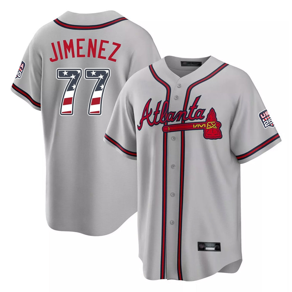 Atlanta Braves #77 Joe Jimenez Player Gray HOLBERT USA 250 Fourth Of July Limited Home Game Stitched Jerseys