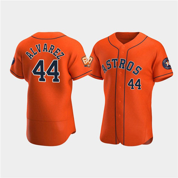 Houston Astros #44 Yordan Alvarez Orange HOLBERT 60th Anniversary Flex Base Stitched Jersey