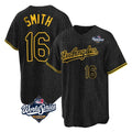 Los Angeles Dodgers #16 Will Smith Player Black HOLBERT World Series Snake Skin City Game Home Stitched Jerseys