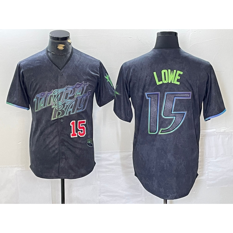 Tampa Bay Rays #15 Josh Lowe Number Charcoal HOLBERT 2024 City Connect Limited Stitched Jerseys